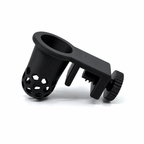 Frozen food feeder with open filling funnel and adjustable aquarium glass clamp