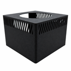 Black light shade for Red Sea ReefLED G2, shown from a front corner with ventilation slots and the circular top opening.